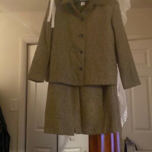 Tweed 2 PCs skirt set brown